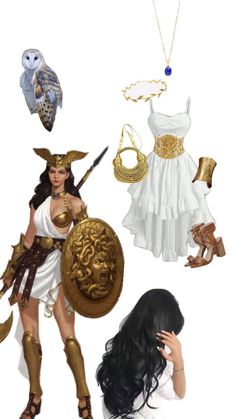 an image of a woman dressed in costume and accessories for halloween or cosplay