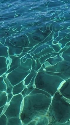 the water is very clear and blue with some ripples on it's surface