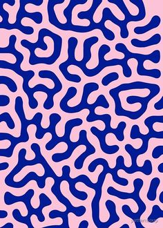 a blue and pink pattern on a pink background