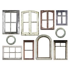 six different types of windows on a white background