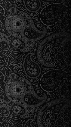 black and white paisley wallpaper with an intricate design