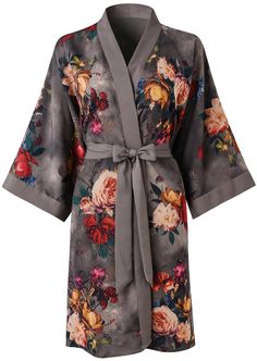 PRICES MAY VARY. Polyester Charmeuse. Selected high quality fabrics. This beautiful kimono has the smoothest flowing drape and comfort and silky soft . One Size Fits Most. Fits up to 46" at chest & hip. 36" length. If you require a size larger than our size specification, this robe will not close. Kimono collar, belt loops and inside ties. Tie closure. There are pockets on both sides. Continuous cutting sleeves wrap design, side slits at hem. French seam finish. Hand Wash, hang dry. Or dry clean Kimono Collar, Robe For Women, Beautiful Kimono, Floral Robes, Beautiful Kimonos, Womens Kimono, French Seam, Brides And Bridesmaids, Easy Wear