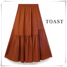 Toast Ruffled Flowy Flare Gathered Hem Midi Skirt In Terracotta Rust Orange New With Tags Size 10 W 14” Lengths 34.5” Color : Terracotta / Rust Orange Elastic Waist Ruffled Flare Midi Skirt Tencel Touch Material Rare Style !! New With Tags !! Pink Pleated Midi Skirt, Flare Midi Skirt, Pink Lace Skirt, Black Striped Skirt, Zara Midi Skirt, Blue Midi Skirt, Ruched Midi Skirt, White Floral Skirt, Floral Print Midi Skirt