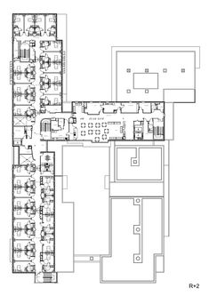 the floor plan for an office building, with several floors and two rooms on each side