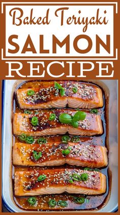 baked teriyaki salmon recipe in a baking dish