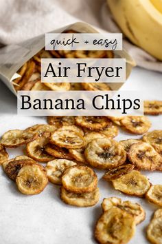 bag of air fryer banana chips spilling out Air Fryer Banana Chips, Dehydrate Bananas, Dehydrated Banana Chips, Leftover Bananas, Dehydrator Recipes Fruit, Banana Chips Recipe, Dehydrated Bananas