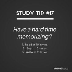 a black and white photo with the words study tip 7 have a hard time memorizing?