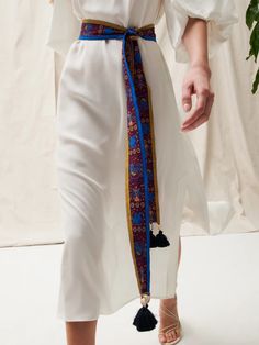 Handmade by local artisans in India, this intricately detailed embroidered belt accentuates your waist and adds interest to any outfit Tznius Fashion, Empire Outfit, Moroccan Fashion, Boho Belts, Embroidered Belt, Handmade Belts, Cowrie Shell, Local Artisans, African Clothing