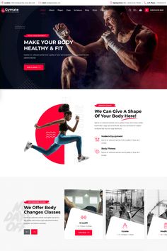 an image of a website page for gym