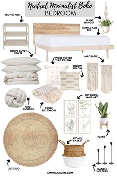 a bedroom with white furniture, pillows and plants on the bedding is featured in this post