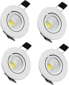 four white downlights with yellow light on the bottom and one in the middle, set of