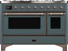 an old fashioned oven with two burners and three doors on the front, is shown