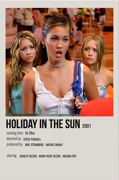 an advertisement for the movie holiday in the sun, featuring two young women with their mouths open