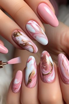 Certainly! Pink is a versatile and popular color for nail designs. Here are some nail ideas in pink to inspire you: #nailart #nailartclub #nailartaddict #nailartoohlala #nailartwow #nailartjunkie #nailartheaven #nailartaddicts #nailartist #nailartdesign #nailartofinstagram #nailarts #nailartcult #nailartdesigns #nailartswag #nailartoftheday #nailartdiary #nailartappreciation #nailartlove #nailartlover Cute Nail Ideas Ombre, Pink Nails Nail Art, Nails Pink Design Ideas, Light Pink Marble Nail Designs, Pink Almond Nails Design Nailart, Gel Nails Ideas 2024, Pastel Marble Nail Art, Cute Unique Nail Ideas, Unique Nails Design