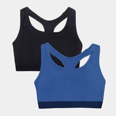 Introducing the Fruit of the Loom Medium Impact Wireless Sports Bra, the perfect addition to your workout wardrobe. This full coverage sports bra provides you with the necessary support and comfort during low to medium impact activities such as yoga, cycling, walking and lounging. Made with a non-padded design, this sport bra is perfect for those who prefer a natural look and feel. The smoothing racerback and wide comfort straps ensure that the bra stays in place while you move, allowing for a f Medium Support Sports Bra In Blue, Blue Athleisure Bra For Workout, Blue Sports Bra With Medium Bust Support, Sportswear Bra With Medium Bust Support For Training, Blue Racerback Sports Bra With Medium Bust Support, Blue Sports Bra With Medium Support For Workout, Blue Sweat-resistant Sports Bra For Gym, Compressive Blue Sports Bra Sweat Resistant, Blue Activewear With Medium Bust Support For Sports