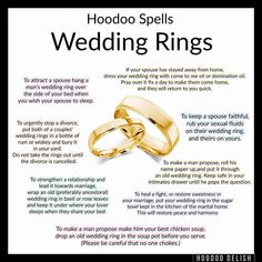 Ms Avi on Instagram: “~*~ HOODOO SPELLS: WEDDING RINGS ~*~ By special request! A wedding ring is one of the most magical objects that can be found in the life…” Hoodoo Delish, Hoodoo Conjure Rootwork, Hoodoo Rootwork, Period Blood, Hoodoo Magic, Hoodoo Conjure, Hoodoo Spells, Voodoo Hoodoo