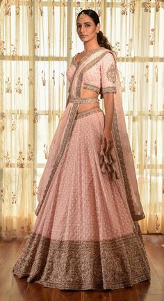 Pink Chikankari Lehenga, Dolly J, Parsi Embroidery, Blouse Chiffon, Organza Lehenga, Bridal Lehenga Red, Pink Lehenga