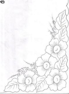 a drawing of flowers and leaves on a sheet of paper