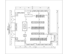 the floor plan for an office building, with several tables and chairs on each side