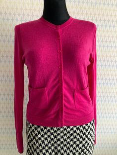 JIGSAW Fine pure wool  Hot pink colour Front pockets  Button closure  Size L BUT better fits size M  Mannequin size M  Mint condition- never worn  (comes from ex- show-room) Tracking safe and fast delivery Cardigan Fits, Show Room, Pullover Outfit, Pocket Cardigan, Pink Colour, Jumpers And Cardigans, Cardigans For Women, Mint Condition, Pink Color