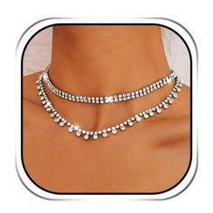 PRICES MAY VARY. Layering necklace is made of alloy,it is high quality and not easy broken,if you wear it,you can feel it is soft and comfortable Silver rhinestone necklaces are not easy to knot and convenient to wear.You can adjust the length of necklace freely by yourself Rhinestone necklace chain has a unique and beautiful design for most women,it can show off the graceful shape of your neck and improve your elegance Dainty necklace chains are the perfect gift for family or friends on Birthda Silver Crystal Necklace, Sparkly Party, Necklaces Silver, Party Necklace, Party Summer, Layering Necklace, Silver Crystal, Silver Rhinestone, Rhinestone Necklace