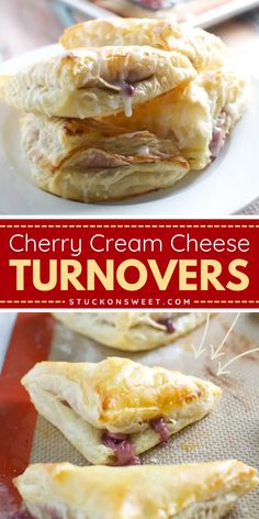 Introducing Cherry Cream Cheese Turnovers, the perfect easy appetizer! This easy appetizer idea combines puffed pastry, cherry preserves, and cream cheese, all topped with a vanilla glaze. A delicious treat to start the celebration! Enjoy! Breakfast Ideas For School Mornings, Cream Cheese Turnovers, Breakfast Ideas For School, Healthy Easy Breakfast Recipes, Cheese Turnovers, Easy Yummy Food, Breakfast Ideas With Eggs, Ideas With Eggs, Cherry Cream Cheese