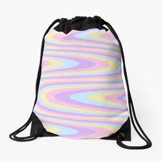 a drawsack bag with multicolored swirls on it