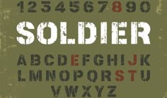 an old style font with numbers and symbols on it's sides, including the letters solder