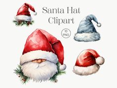 watercolor santa hat clipart