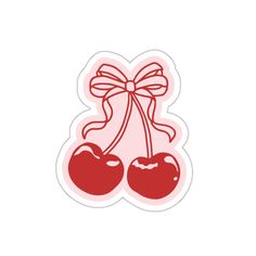 sticker with two cherries tied to it's sides, and the word love is