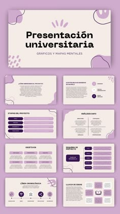 a purple and white presentation board with the words presentation universtraria written on it