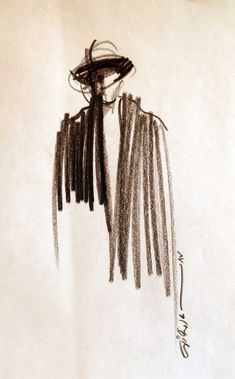 a black and white drawing of a person wearing a hat