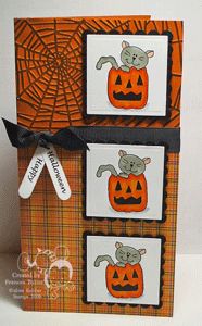 a halloween card with cats and pumpkins on it