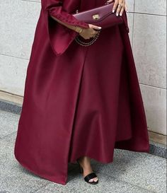 Soft satin crimson coat style red Abaya with classical cut design with elegant buttons Perfect choice for daily outings or family gatherings.FREE HIJAB INCLUDED Red Abaya, Abaya Inspiration, Elegant Abayas, Abaya Outfit, Modest Casual Outfits, Brand Photography Inspiration, Kaftan Designs, Modern Womens Fashion, Ladies Blouse Designs