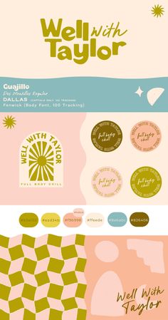 Wellness Logo Branding Design Long Name Branding, Branding Elements Graphics, Maximalist Logo Design, Yellow Branding Design, Brand Board Inspiration, Brand Design Ideas, Brand Design Inspiration, Visuell Identitet, Brand Elements