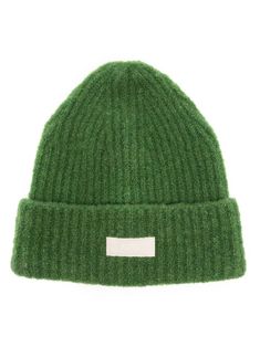 grass green virgin wool chunky knit brushed finish logo patch to the front round crown turn-up hem pull-on style Green Beanie, Balenciaga Track, Office Bag, Balenciaga Triple S, Custom Watch, Summer Beach Wear, Espadrille Shoes, Party Shoes, Light Jacket