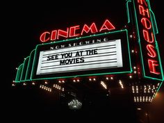 a theater marquee with the words see you at the movies