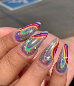 Get inspired for Pride with stunning nail art that features rainbow gradients and glitter accents. Imagine each nail transitioning seamlessly through the colors of the rainbow, creating a manicure that's perfect for Pride celebrations. 🌈💅 #RainbowGradientNails #PrideInspiration #LoveWins Girls Nail Designs, Double Rainbow, Diy Nail Designs, Halloween Nail Designs, Festival Nails, Fall Nail Art