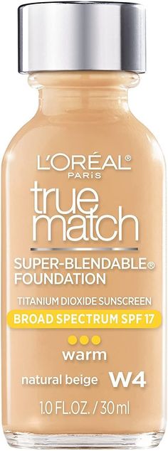 With patented color technology, L'Oreal Paris True Match Super-Blendable Foundation precisely matches your skin's tone and undertone and coordinates perfectly with True Match Powder, Blush, and Concealer. Formulated with Precise Match Technology to provide the most natural true-to-you coverage. Ultra-pure formula contains no oils, fragrances, or pore-clogging fillers, so all you see is beautiful, radiant, flawless skin. The super blendable foundation contains SPF 19 to protect skin while providi Loreal Paris Makeup, True Match Foundation, Loreal True Match, Dewy Foundation, Make Up Foundation, Foundation For Dry Skin, Paris Makeup, Foundation With Spf, Natural Spf