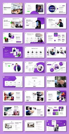 the purple and white presentation slider is shown with several different slideshows on it