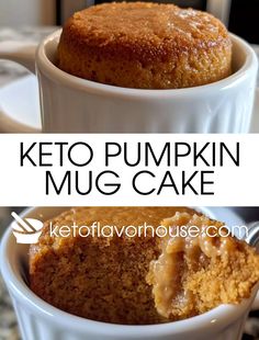 keto pumpkin mug cake in a white bowl