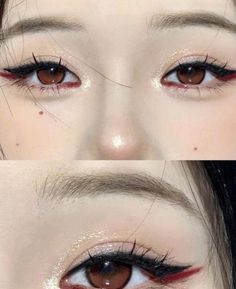 Simplistic Eye Makeup, Cute Demon Makeup, Ateez Makeup Inspired, Kpop Inspired Makeup, Ateez Makeup, Kpop Makeup, Makeup Cantik, Concert Makeup, Anime Eye Makeup