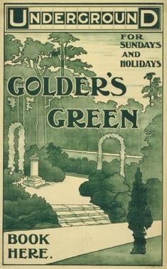 an advertisement for the golden's green book, with trees and bushes in the background