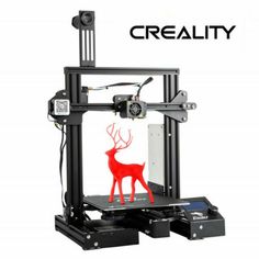 an image of a 3d printer with a red deer figure on it's side