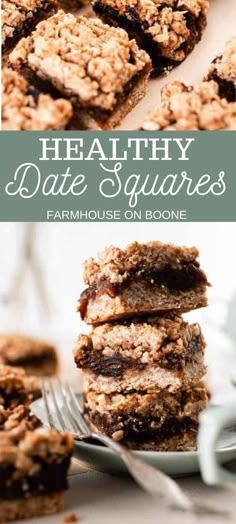 healthy date squares stacked on top of each other