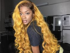 Global Hair, Hair Colorful, Catty Noir, Permanent Hair Dye, Long Hair With Bangs, Black Hairstyles, Body Wave Wig, Yellow Hair