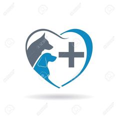 a dog and cat in the shape of a heart with a cross on it