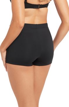 Sporty and sleek, these shapely swim shorts accentuate your curves while providing ample coverage for all-day swimming. Full back coverage 85% recycled polyester, 15% elastane Hand wash, dry flat Imported This product meets Nordstrom Sustainably Sourced Materials criteria: contains at least 50% sustainably sourced materials Solid Color Swim Dress With Built-in Shorts, Short Nylon Swim Skirt With Built-in Shorts, Stretch Swim Dress With Built-in Shorts, Poolside Swim Skirt With Built-in Shorts, Swim Skirt With Built-in Shorts For Swimming, High Stretch Swimwear With Moderate Back Coverage, High Waist Swimwear With Built-in Shorts, Solid Nylon Swimwear With Built-in Shorts, Compression Swim Trunks With Built-in Shorts