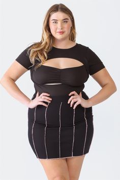 🖤 Item Features: Black, seam details, ribbed, elasticized waistband, high waist, mini length, semi-stretchy, unlined, not see through, casual, cute, girlish High Waist Stretch Black Crop Top, Stretch Mini Skirt With Elastic Waistband For Night Out, Black Stretch Ribbed Skirt, High Waist Mini Skirt, Black Rib, Mini Skirt, High Waist, Mini Skirts, High Waisted