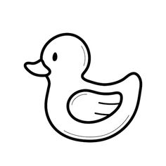 a black and white drawing of a rubber duck